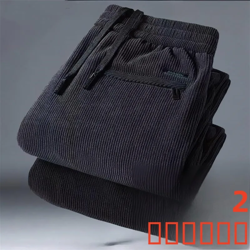 

Мужские повседневные брюки прямого кроя с эластичным поясом, свободного кроя, осенне-зимние, новые, в стиле ретро, большие размеры