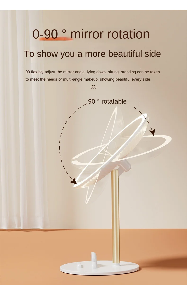 LED Vanity Mirror with Lights, 360° Rotation Touch Control, Portable Tabletop Makeup Mirror for Home Office Dormitory, Patent De