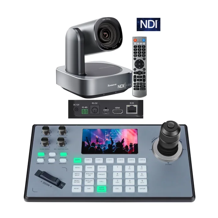 Tenveo 1080p60fps NDI PoE-Powered PTZ Streaming Camera with 20X Optical Zoom + 5