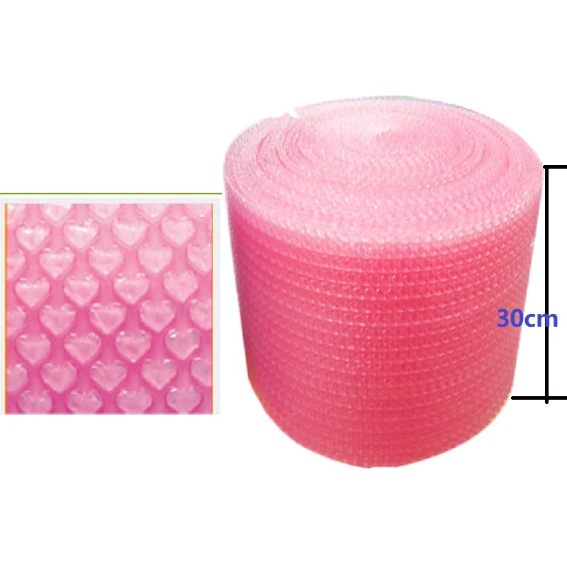 Imagem -04 - Cute Bubble Mailers For Gift Small Business Gift Box Embalagem à Prova de Choque Wrap Pack Love Heart Film Rose Red Color 30cm x 5m