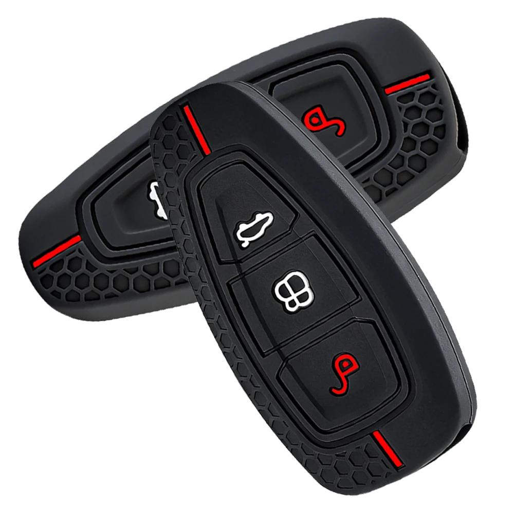 Car Key Pack for Ford ST Line Fiesta Focus Mondeo Ecosport Kuga Puma Edge Escape Metallic Silicone Car Key Fob Case Accessories
