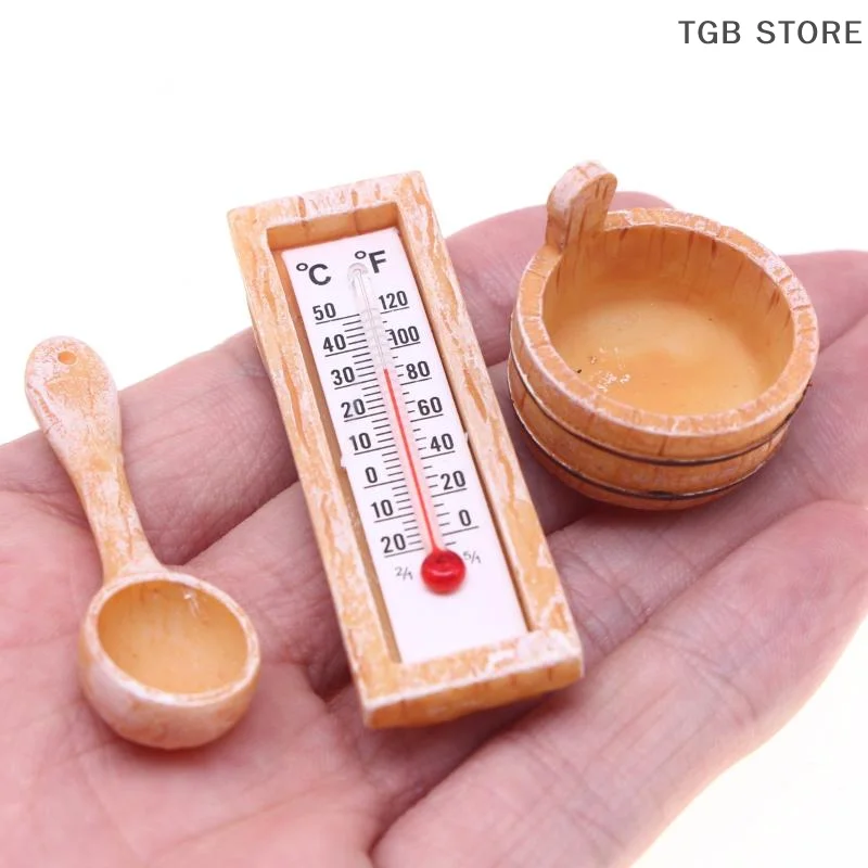 1 ensemble 1:12 scène de Sauna accessoire modèle accessoires miniatures meubles de maison de poupée modèle de maison décor jouet maison de poupée accessoires