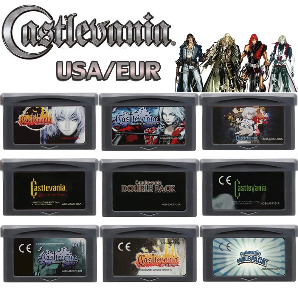 32 Bit Castlevania GBA Game Series Video Game Cartridge Asia of Sorrow Dissonance Double Pack Circle of the Moon for GBASP NDSL