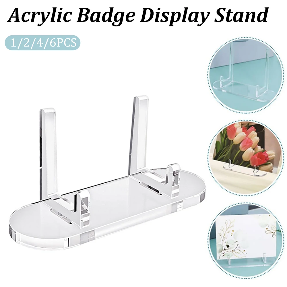 1/2/4/6PCS Acrylic Badge Display Stands Transparent Decorative Plate Platter Rack Desktop Colored Paper Card Storage Rack