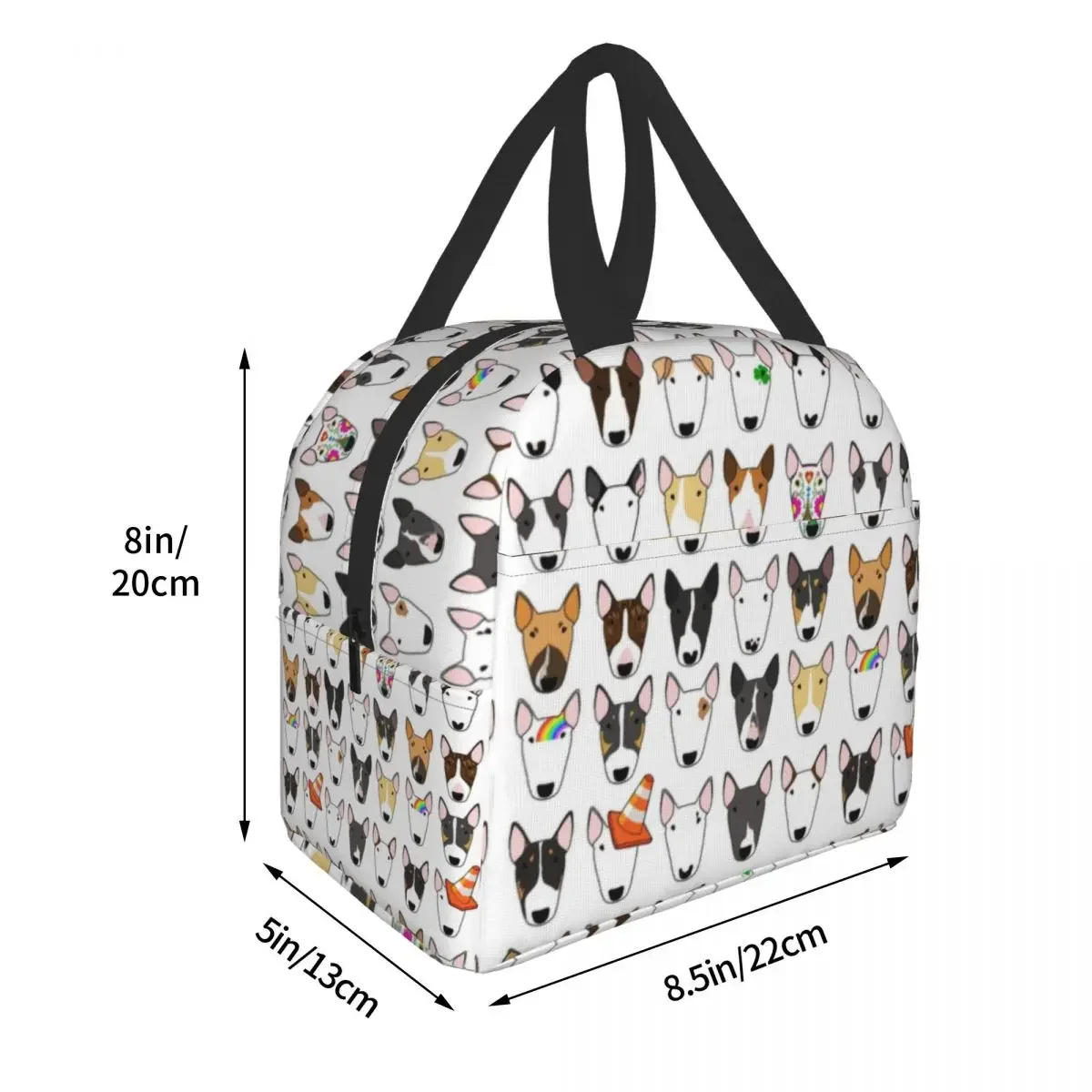 Bull Terrier Dog Repeat Pattern Insulated Lunch Bag for Women Waterproof Animal Thermal Cooler Lunch Tote Kids School Food Box