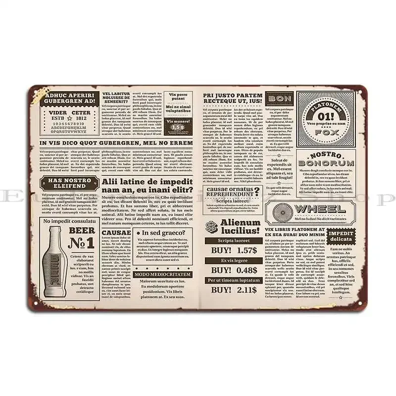 Vintage Newspaper Mockup Metal Sign Funny Plaques Designing Designer Club Tin Sign Poster