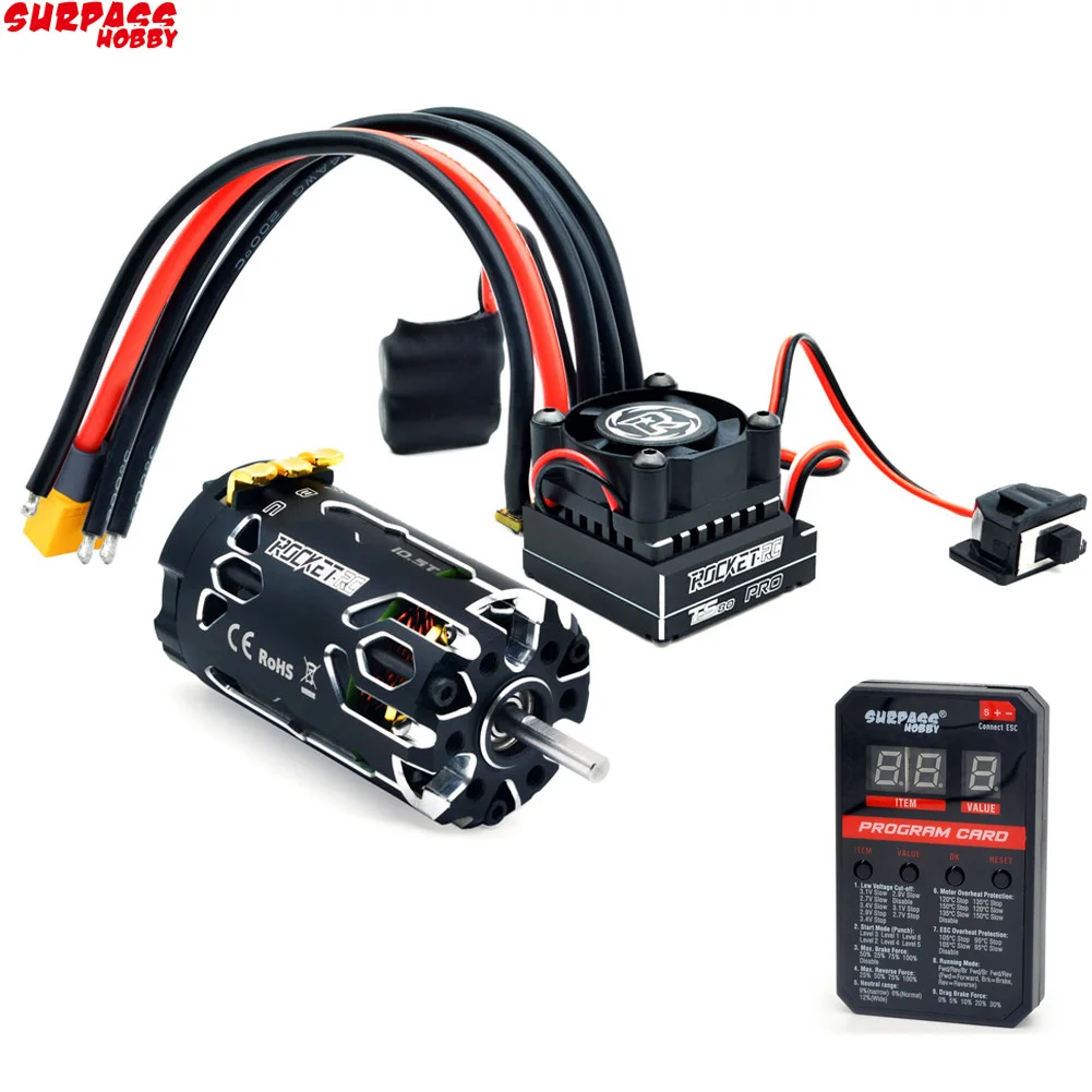 Surpass Hobby Rocket-RC Supersonic 380 8.5T 10.5T 13.5T 17.5T Brushless Sensored Motor with 80A ESC for 1/12 1/14 RC Car