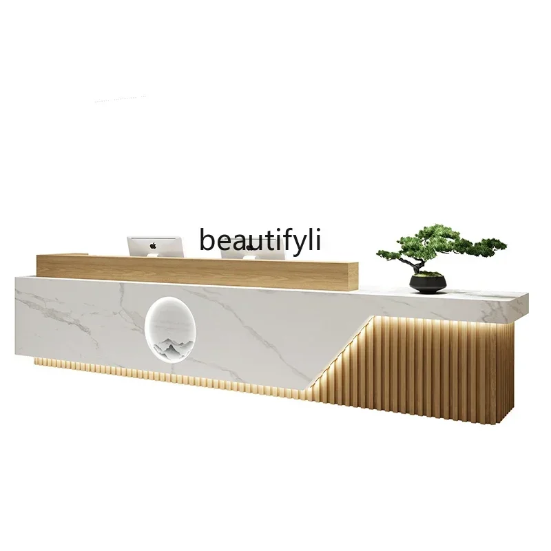G8578 Company Reception Desk Beauty Salon Reception Desk Bar Counter Modern Light Luxury Simple  Cashier Desk New Chinese Counte