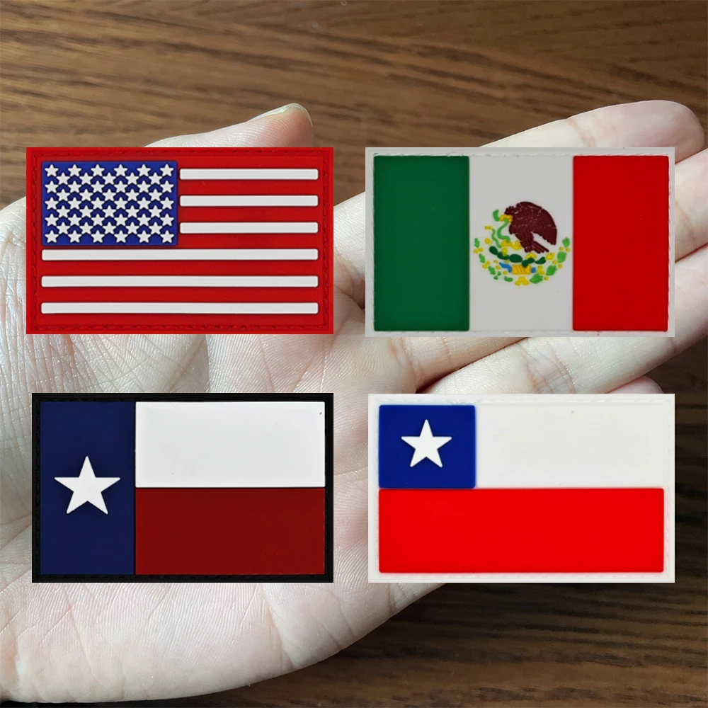 PVC Rubber Americas Flags America Canada Mexico Chile Brazil Peru Argentina Paraguay Guyana Puerto Rico Guam Flag Patches Badges