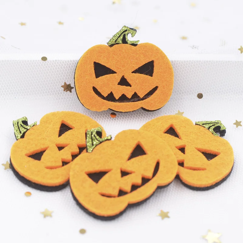 10Pcs Funny Hallowmas Pumpkin Appliques Nonwoven Fabric Padded Patches for DIY Halloween costumes Hats Ornament Accessories