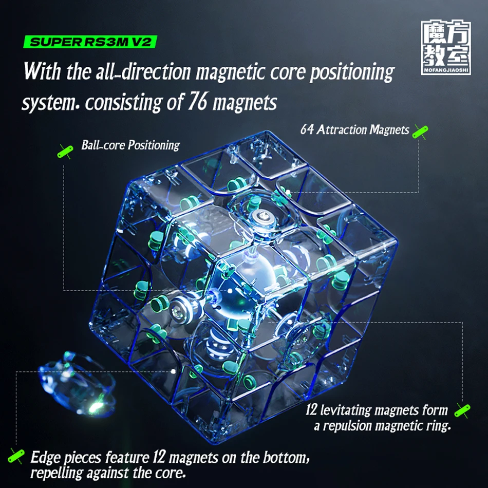 Moyu-磁気マジックスピードキューブ、プロのフィジェットトイ、rs3m v2、maglevボールコア、パズル、rs3 m v2 3x3