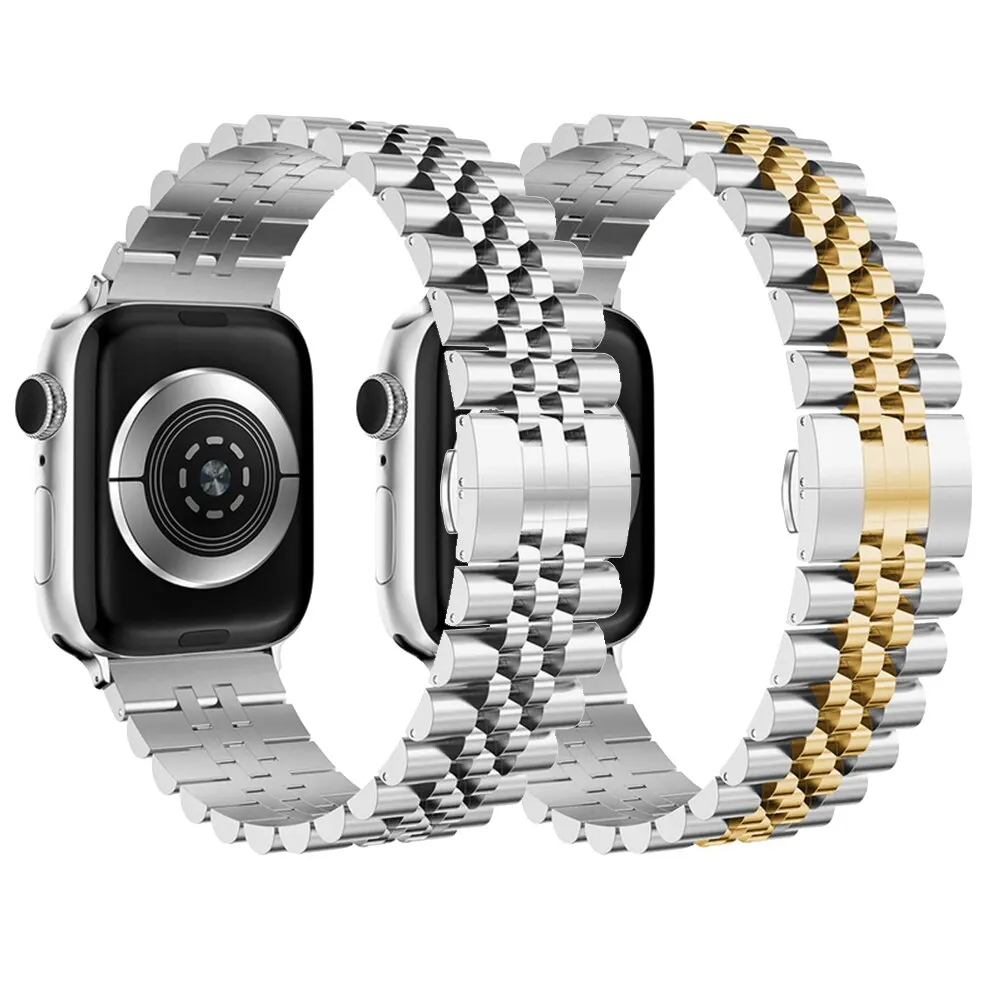 Edelstahlarmband für Apple Watch, 40 mm, 44 mm, 42 mm, 46 mm, 41 mm, 45 mm, 38 mm, 49 mm, luxuriöses Armband, kompatibel mit iWatch Series 3, 4, 5, 6, 7, 8, 9, 10, 11, 12, SE.