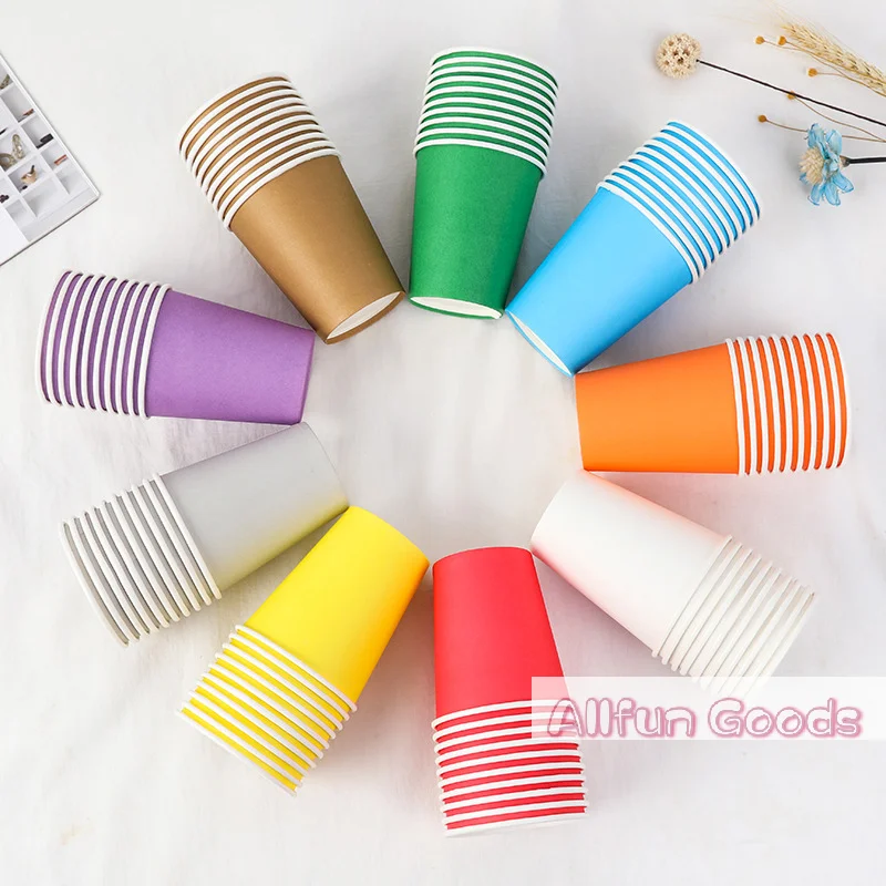 [TG835]10PCS 9oz 250ml Solid Thick Paper Cup Disposable Cup Wedding Birthday Party Holiday Disposable Tableware