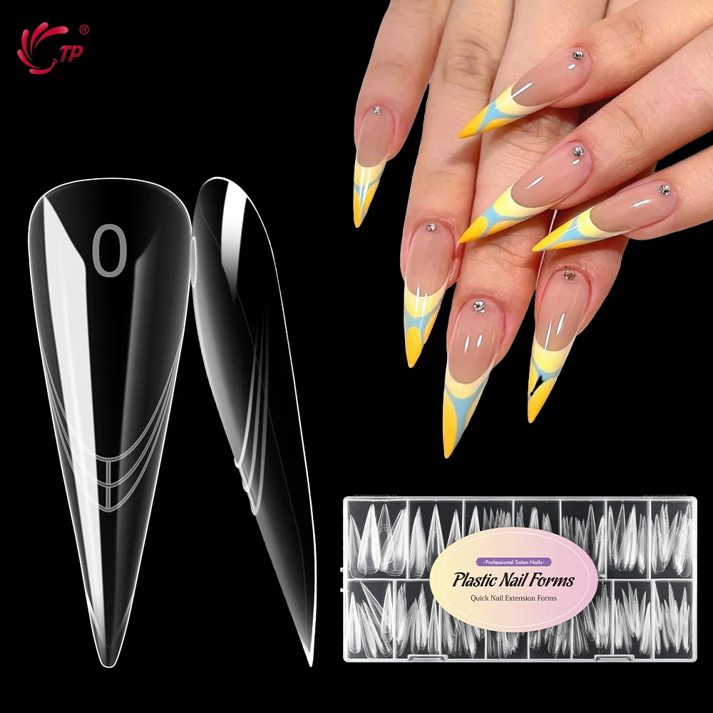 

TP 150pcs Dual Nail Forms Stiletto Acrylic Builder Gel Nail Extension System Nail Art Molds Reusable Upper Forms Manicure Tools