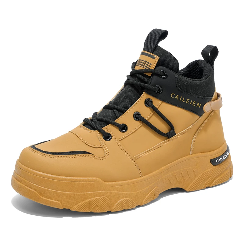 

Men's winter new non slip comfortable outdoor height increasing casual boots high top boots fashion youth versatile work boots