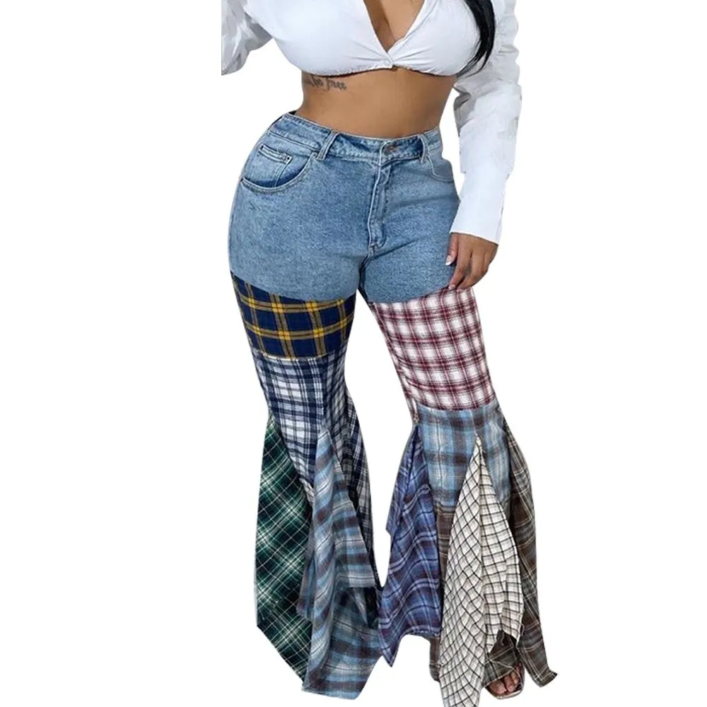 Style Ice Wash Pants with Mid Waist Street Slightly Flared Winter Full Length Thickened Medium Stretch Women Pants