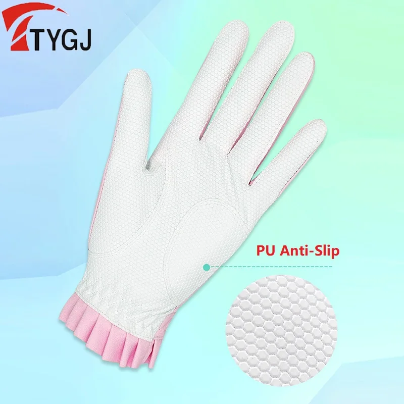 Ttygj-Gants de golf coordonnants pour femmes, mitaines élastiques respirantes, gants en PU pour femmes, magasins et droitiers, élégants, 1 paire