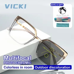 VICKI Square Fashion Large Frame Classic Design Can Be Customized Prescription Multi-focus Glasses Photochromic PFD2224
