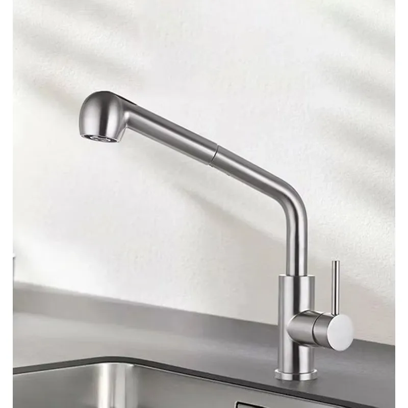 الحديثة الفاخرة مقبض واحد سطح الخيالة صنبور المطبخ الفولاذ المقاوم للصدأ ثقب واحد الصنابير السيراميك الفاخرة بالوعة المطبخ صنبور #4