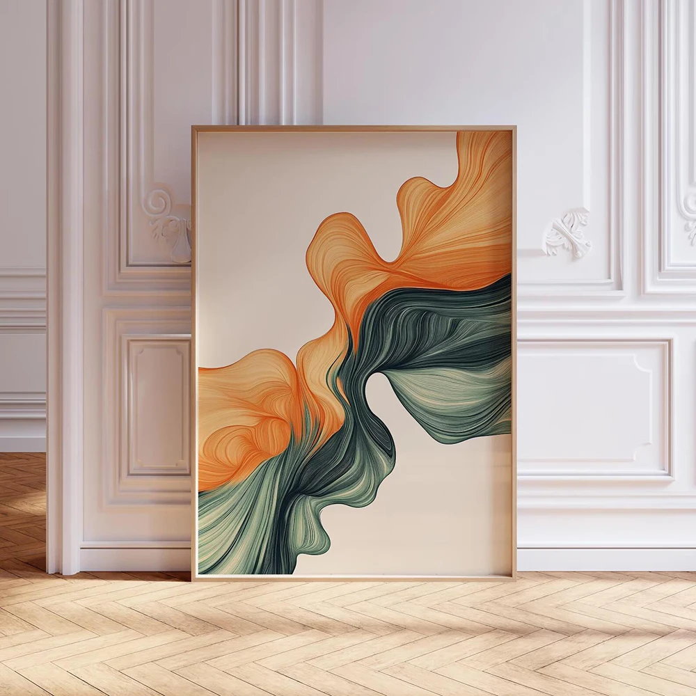 Sage Green Burnt Orange Modern Wall Art Canvas painting , Medieval Modern Wall Art Printed Poster, Home Wall Decoration Gift,
