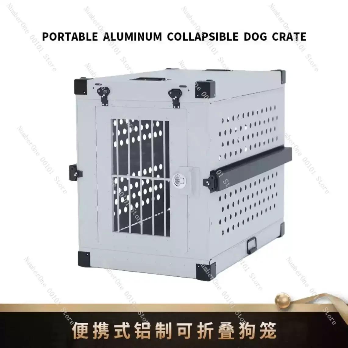 Heavy Duty Fully Collapsible Dog Crate Aluminium Alloy Medium and Large Dog Crate Folding Pet Car Crate Camping Travel IATA