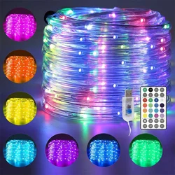 16 Color Changing Rope Lights Outdoor Garden String Lights Christmas Rope Twinkle Lights Decor Bedroom Wedding Patio Garden Lawn