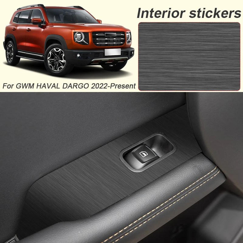 Car Carbon Interior Sticker For GWM HAVAL DARGO 2022-Present LHD Auto Lifting Window Panel Decal Gear Inner Door Protective Film