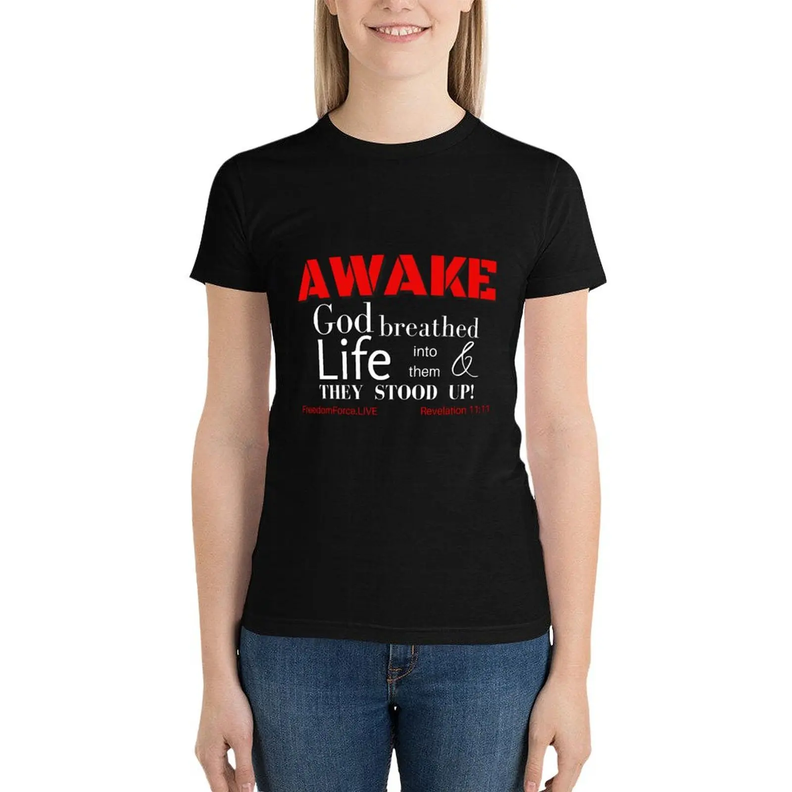 AWAKE - Bold Red & White T-Shirt graphics shirts graphic tees aesthetic clothes western t shirts for Women