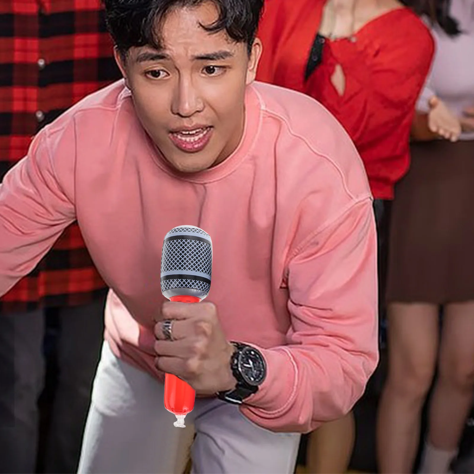 

Inflatable Microphones Lightweight Design Easy Use Pretend Game Microphone Musical Party Supply Exquisite Chic Pretty