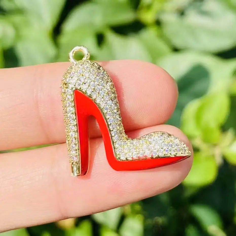 

5pcs Red Bottom High Heel Shoes Charm Pendant for Women Bracelet Girl Necklace Making Pave Handmade Jewelry Findings Wholesale