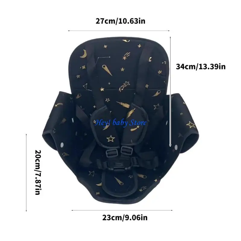 Q1FE High Back Baby Pad with Safety Belt Breathable Pram Cart Cushion for Cart