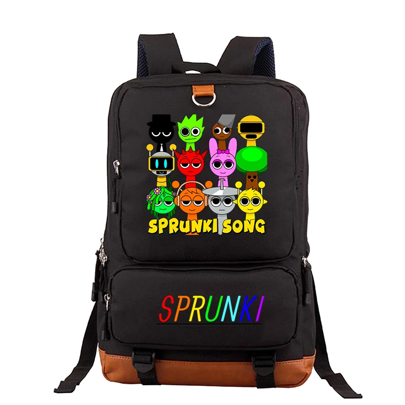 Sprunki School Backpack Children School Bags Boys Girls Daypack Kids Cartoon Book Bags Waterproof Large Capacity Laptop Backpack