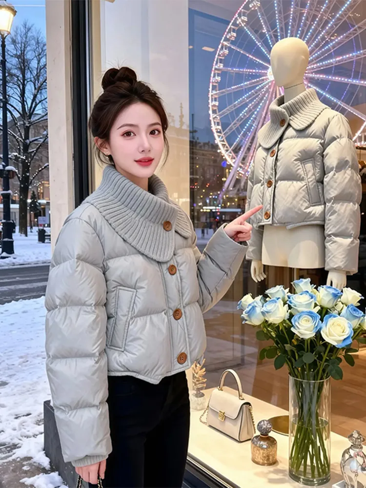 

Женская хлопковая куртка Puffer Jaet Thiened Bread Sle ort, верхняя одежда, корейская версия, свободная посадка, зимнее новое поступление