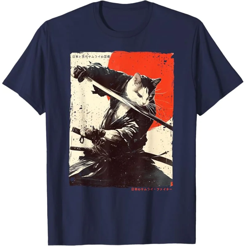 Samurai Cat Warrior Ukiyo Ink Artwork funny T-Shirt