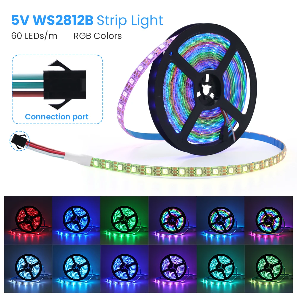 

Addressable WS2812B LED Strip 5V 30LEDs/m 60LEDs/m Waterproof RGBIC Strip Light WS2812B LED Ribbon White PCB 1m/2m/3m/4m/5m