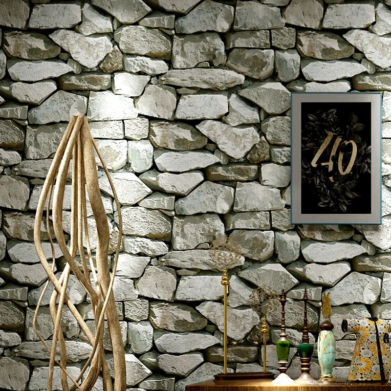 Retro nostalgic personality stone pattern culture stone wallpaper bar hotel coffee shop PVC brick wall paper