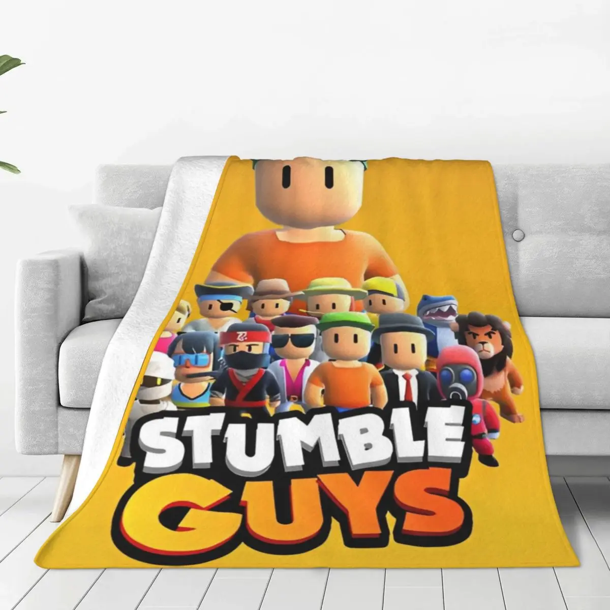 3D Game Cartoon Stumble-guys Flannel Blanket Warm Soft Throw Blanket for Outdoor Travel Graphic Bedspread Sofa Bed Cover