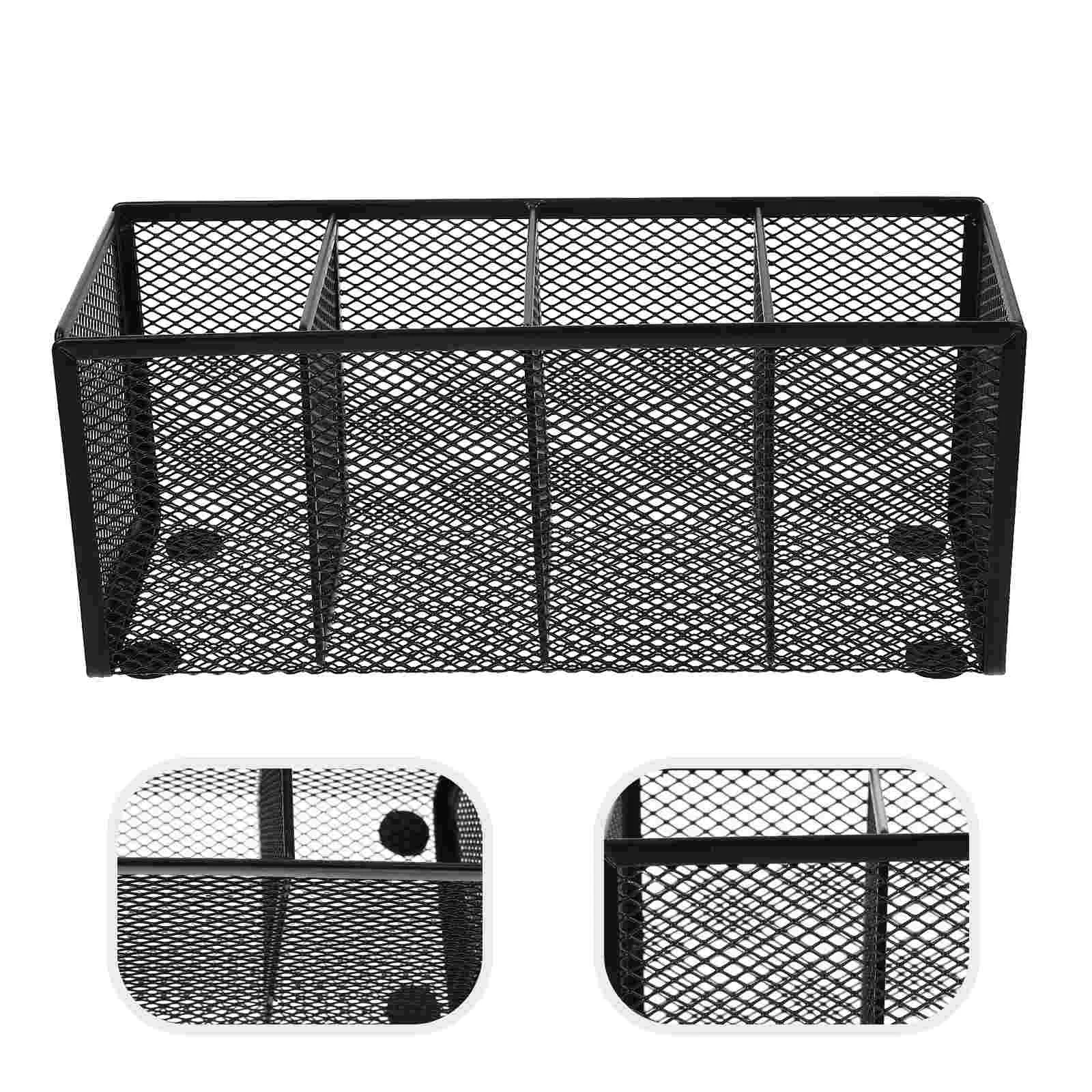 Wrought Iron Four Grid Pen Holder Office Desks Organizer for Organizers Organization Pencil Display Work Desktop Stand Supply
