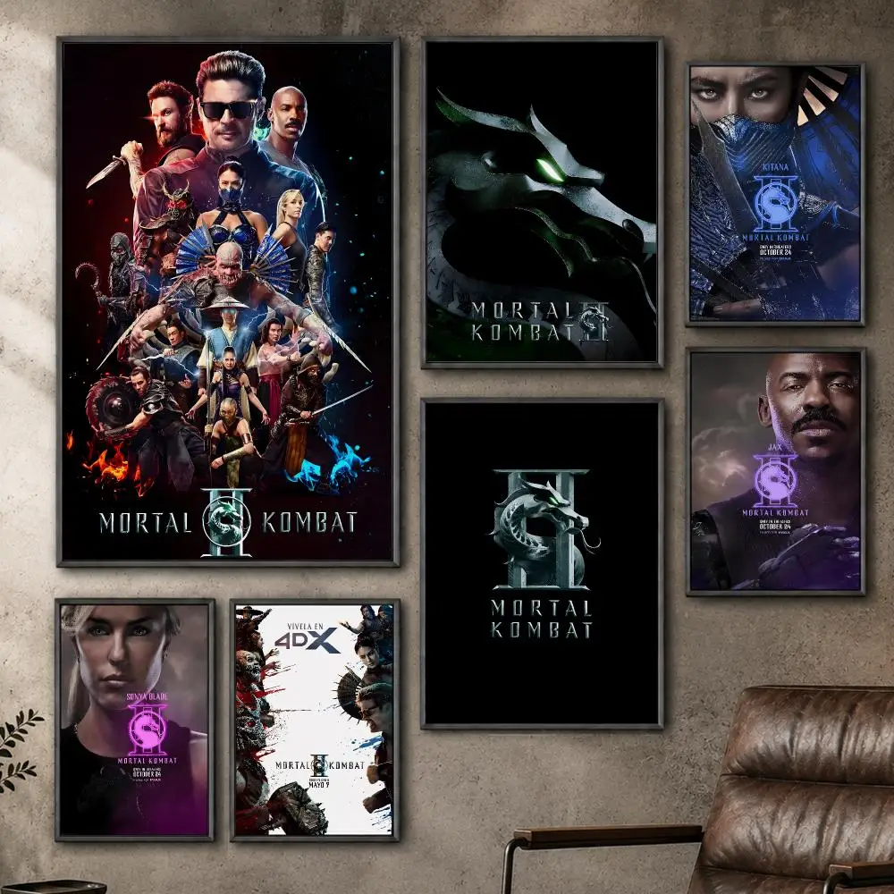Film Mortal Kombat II Scorpion Sub Zero Poster  PP Self Adhesive Home Garage Dorm Bar Wall Decor Aesthetic Retro Gift