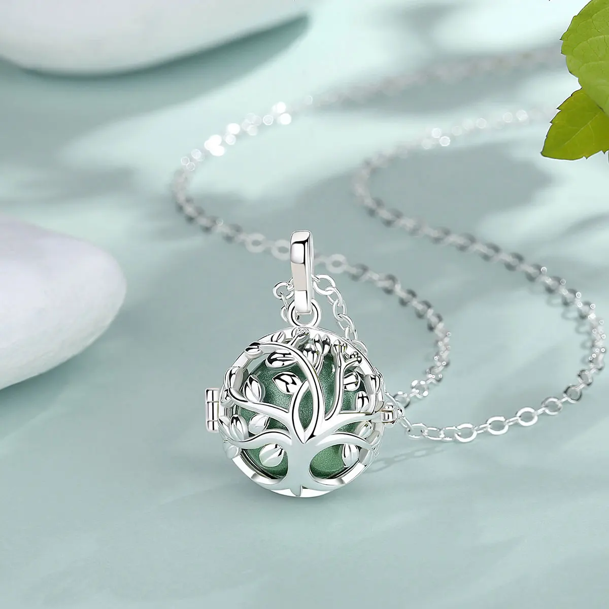 Eudora 18MM Harmony Ball Tree of Life Necklace Pregnancy Chime Bola Angel Caller Baby Musical Bola DIY Jewelry for Women Gift