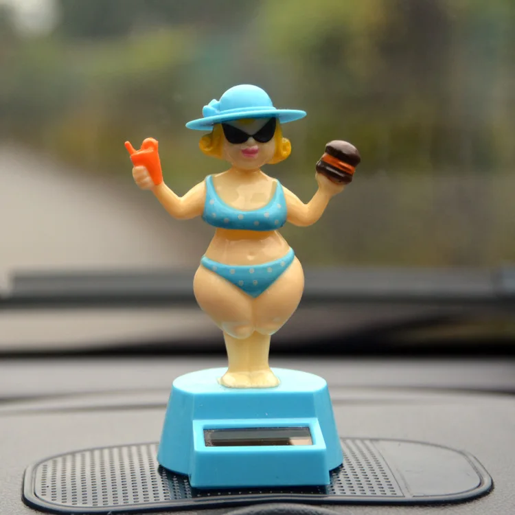 1 pc Auto Dekoration Solar Dekoration Bobblehead Puppe Cartoon Richwoman Modellierung Dekoration Geschenk kreative Interieur Auto liefert – Detail 4