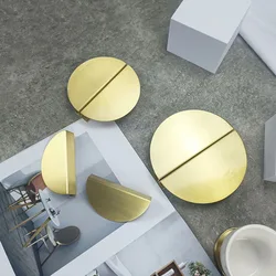 1 pair Half-round Wardrobe Handle Brass Drawer Cabinet Pulls Large Gold Circular Cupboard Knob Wine Book Cabinet Bar