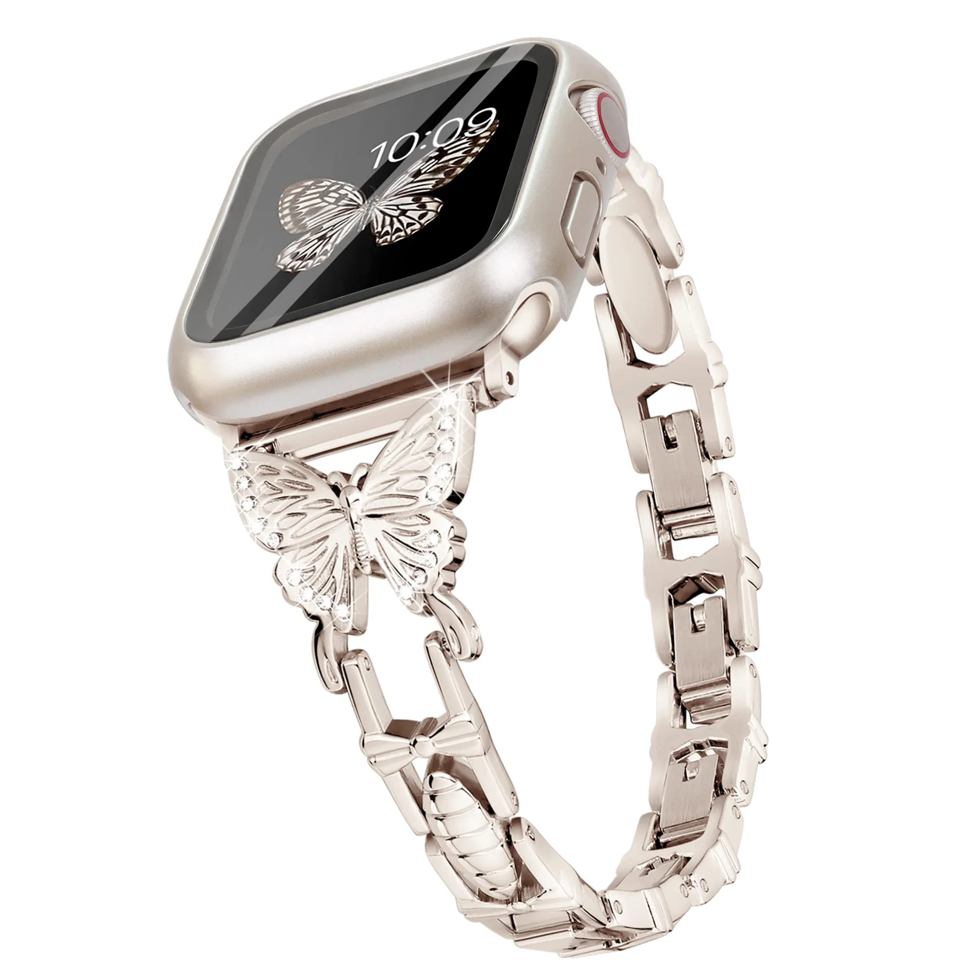 Diamond Butterfly for Apple Watch band 40mm 44mm 41mm 49mm 45mm 38mm Metal Bracelet iWatch series se 6 3 4 5 Ultra 2 8 9 strap