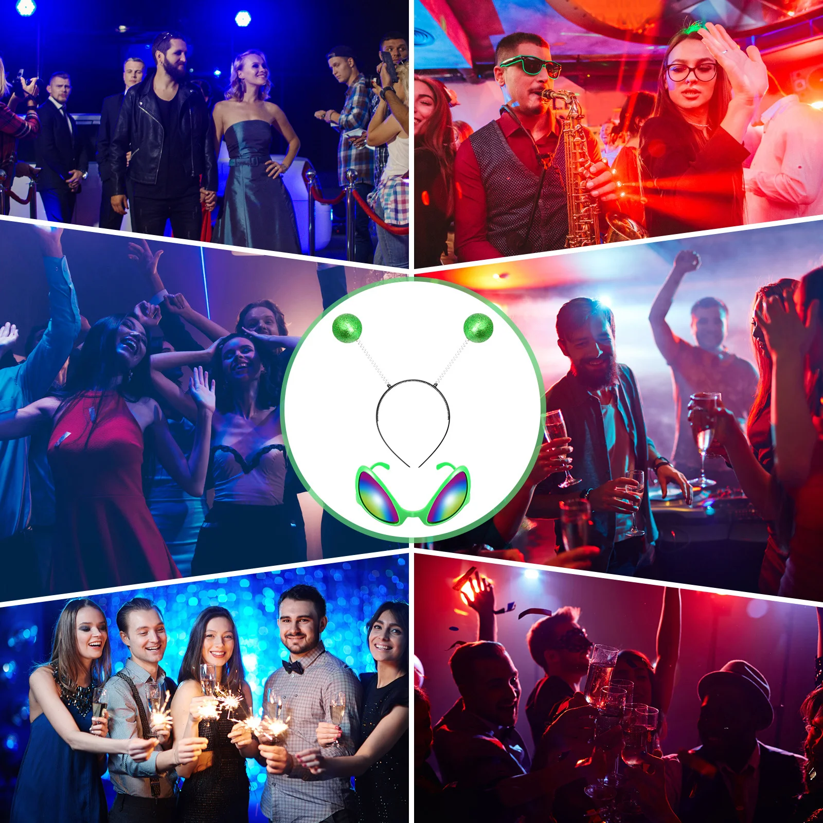 선글라스 코스프레 안경 녹색 머리띠 파티 액세서리 재미있는 성인 의상 안경 여성용 보퍼 할로윈 의상