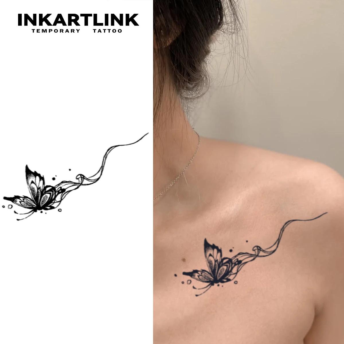 

Butterflies in Flight temporary tattoo sticker, waterproof magic tattoo, lasts to 15 days fake tattoo, semi permanent tattoo