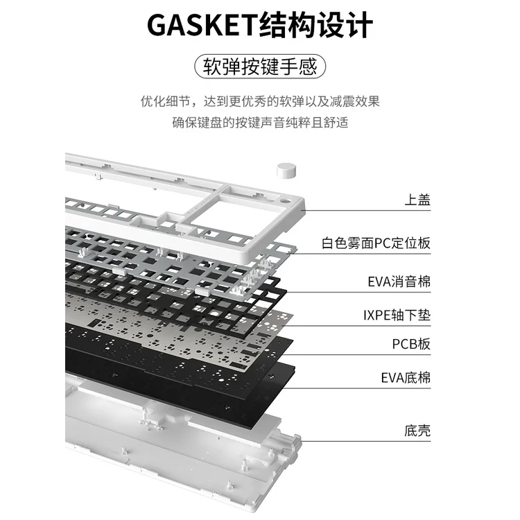 AJAZZ AK992 GASKET Wireless Mechanical Keyboard Kit 96% RGB Light Hot Swap Custom Keyboard Kit with Knob