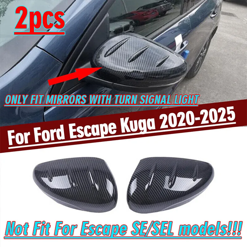 

Carbon Fiber Side Rearview Mirror Cover Cap Trim For Ford Escape 2020-2024