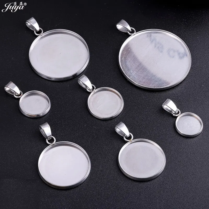 10pcs/lot 304 Stainless steel Pendant Cabochon Bases 10mm-30mm Blank Bezels Tray Charms For DIY Jewelry Making Crafts Accessory