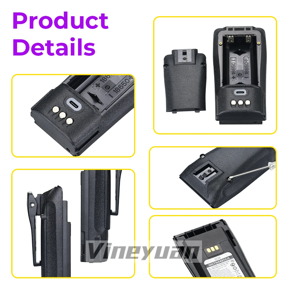 NNTN4497 Battery Case with USB-C Charging(Not include 18650 Cell)for Motorola CP140 CP150 CP200 CP250 XiR P3688 GP3688 GP3138