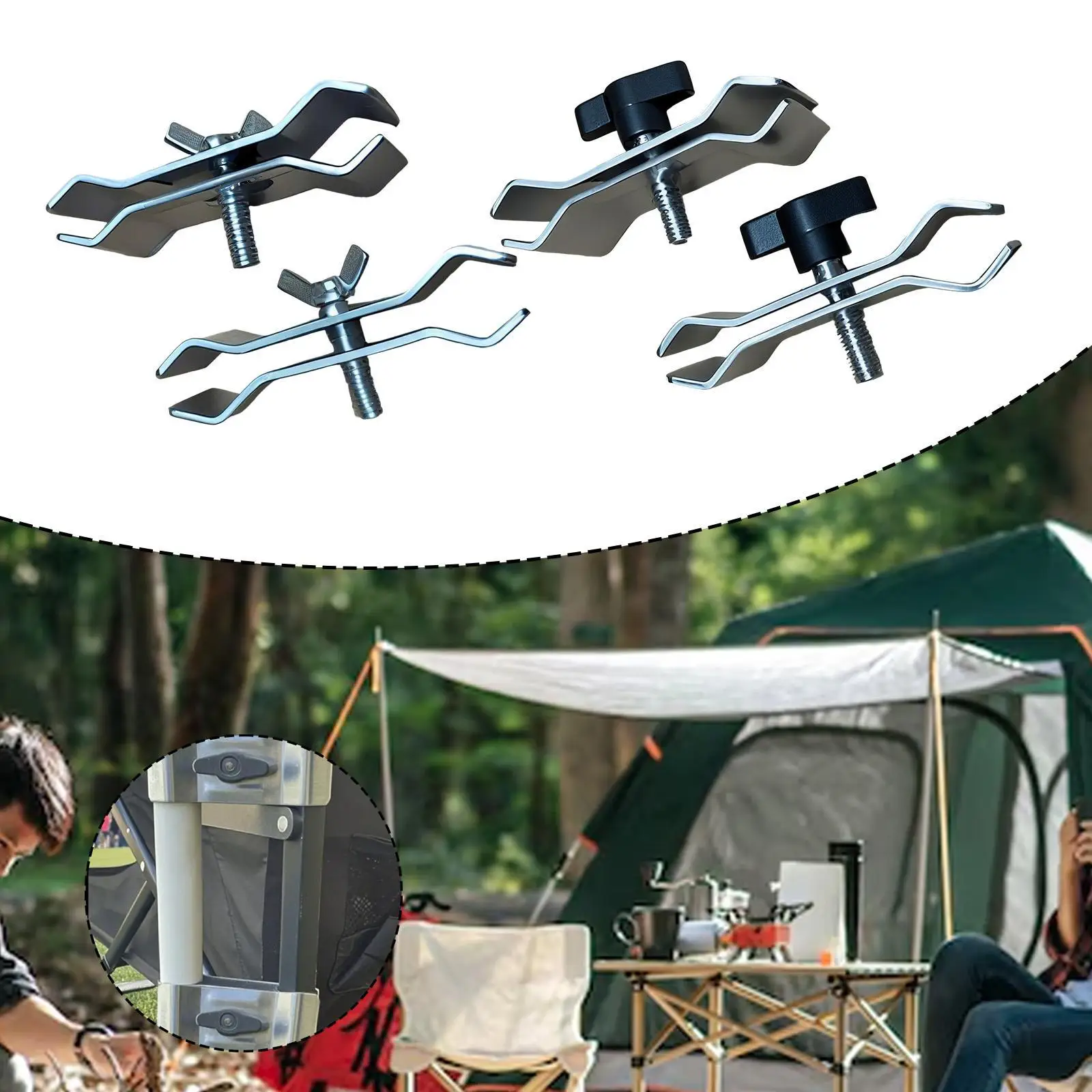 Outdoor Umbrella Clamp Umbrella Holder for Camping Trolley Lawn Deck Railing